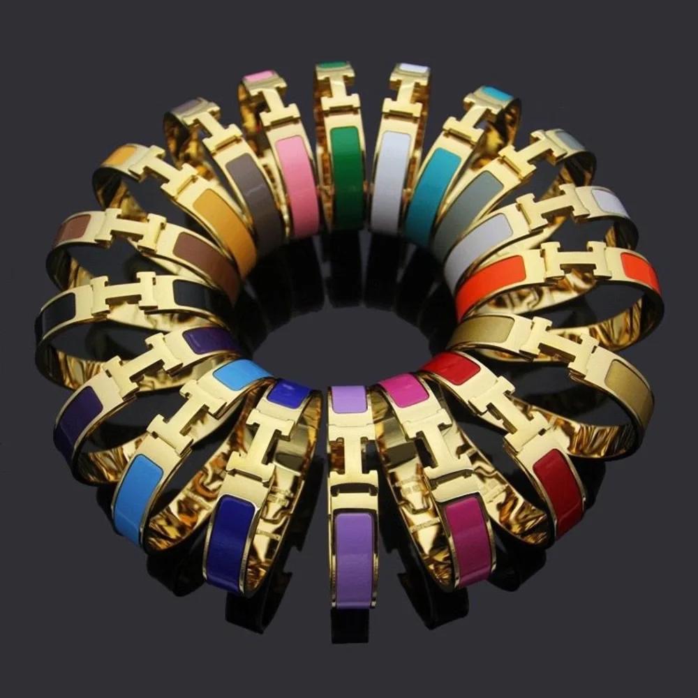 New Clic H Bracelet gold plated stainless steel in various enamel colors - Picture 1 of 12